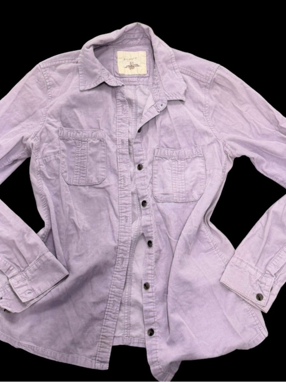 100% cotton womens soft corduroy Sonoma purple button up shirt